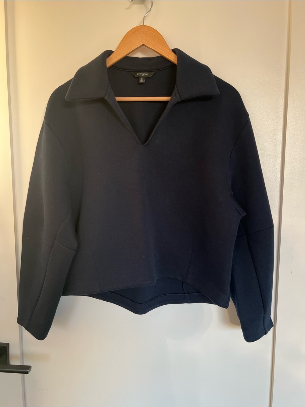 Banana Republic Navy Collared V-Neck Sweater